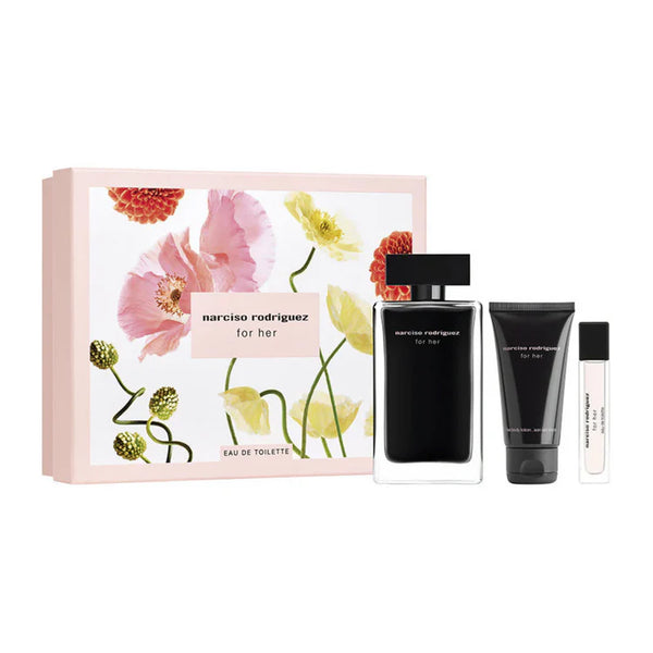 Narciso Rodriguez 3-Piece Gift Set for Women, 90ml EDT, 10ml EDT Purse Spray, 75ml Scented Body Lotion