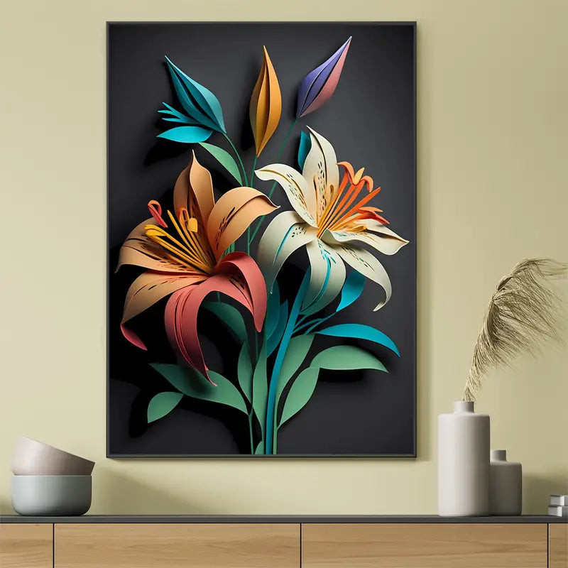 1pc Colorful Flowers Canvas Wall Art For Home Decor, Modern Poster Wall Decor, 3D Effect Canvas Prints