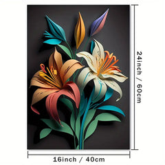 1pc Colorful Flowers Canvas Wall Art For Home Decor, Modern Poster Wall Decor, 3D Effect Canvas Prints