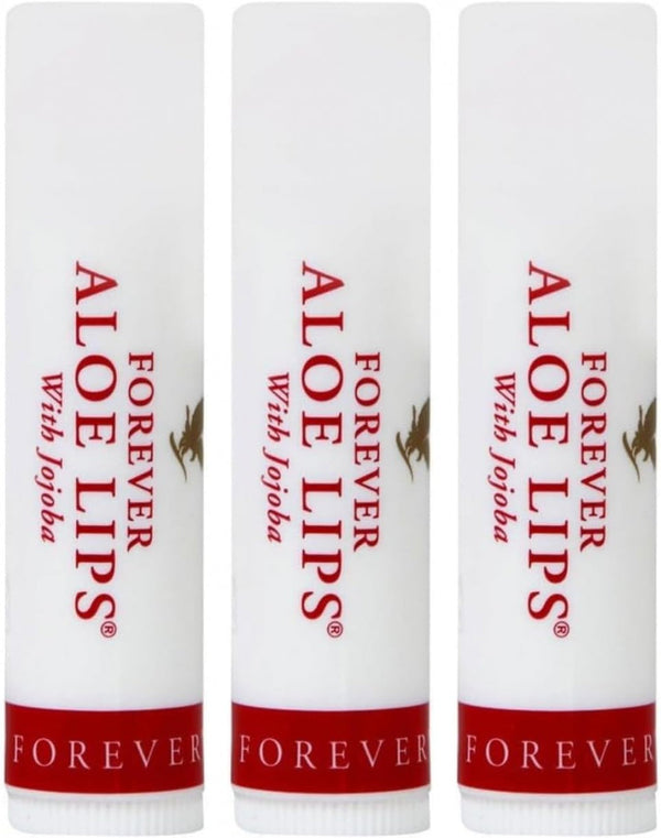 Forever Soothing Aloe Lip Balm with Jojoba and Beeswax for Soft, Moisturized Lips, Pack of 3