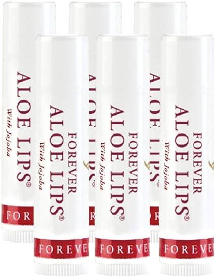 Forever Living Aloe Lips with Jojoba, Chapstick, Lip Balm, Very Healing Contains 6 015 Oz, Pack of 6 - Lips Look Glossy, Smooth and Healthy