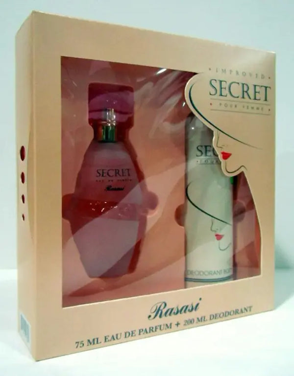 Rasasi 2-Piece Secret Gift Set For Women, 75ml EDP, 200ml Deodorant
