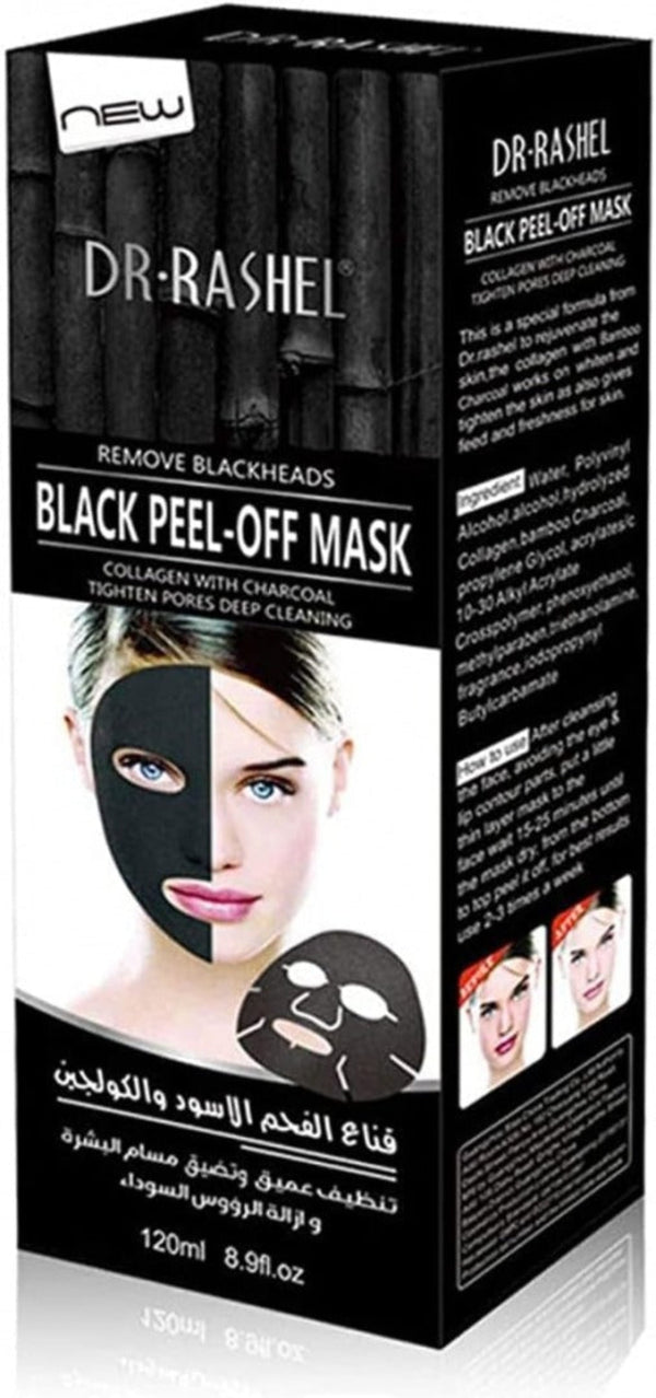 Dr. Rashel Black Head Remover and Black Peel Off Mask With Collagen and Bamboo Charcoal for Face