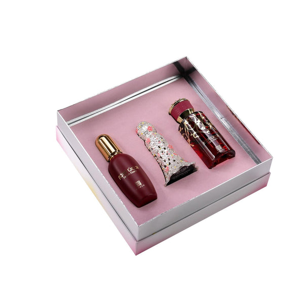 Ahmed Al Maghribi Perfumes 3-Piece Bidun Esam Gift Set for Women, Bidun Esam EDP, Bidun Esam Gel, Bidun Esam Oil
