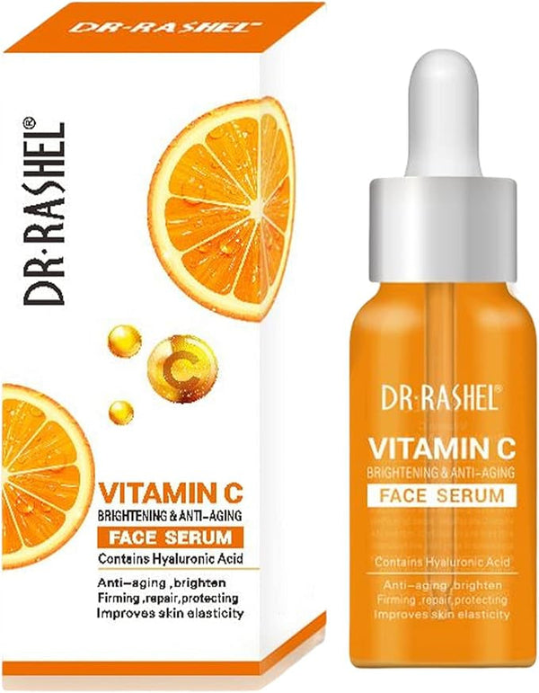 DR RASHEL Vitamin C Face Serum, Vitamin C Serum for Face with Hyaluronic Acid, Brightening & Anti-aging Facial Serum