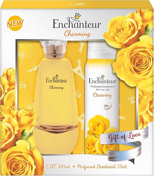 Enchanteur 2-Piece Charming Gift Pack for Women, 100ml EDT, 175ml Perfumed Deodorant