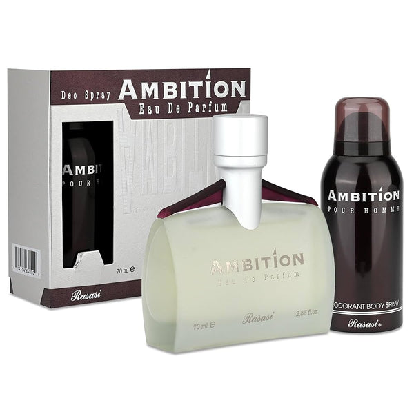Rasasi 2-Piece Ambition Pour Homme Set for Men, 70ml EDP, 150ml Deo