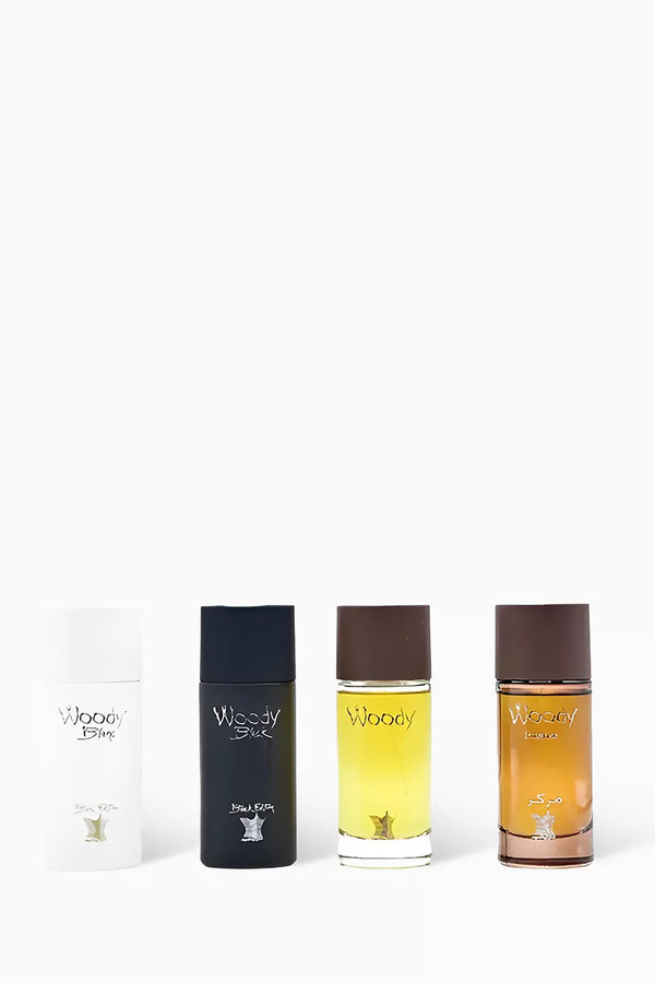 Arabian Oud 4-Piece Woody Collection Perfume Set Unisex, Blanc (White) 50ml EDP, Black 50ml EDP, Intense 50ml EDP, Wooden 50ml EDP