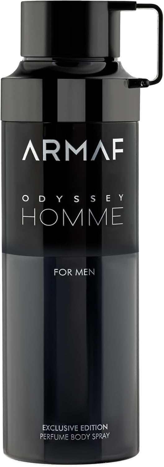 Armaf Odyssey Homme Black Edition Exclusive Perfume Body Spray For Men 200ml, Deodorant Spray
