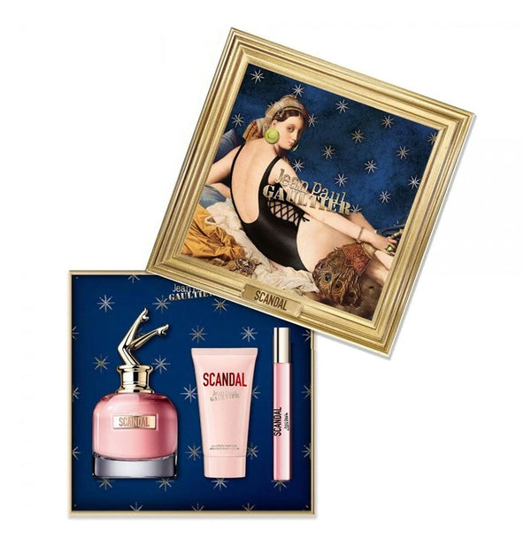 Jean Paul Gaultier 3-Piece Scandal Gift Set for Women, 80ml EDP, 75ml Body Lotion, 10ml Mini Spray