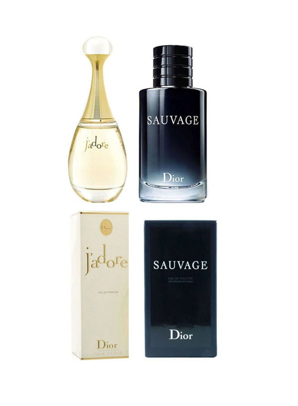 Dior 2-Piece Perfume Set Unisex, Sauvage 100ml EDP, J'Adore 100ml EDP