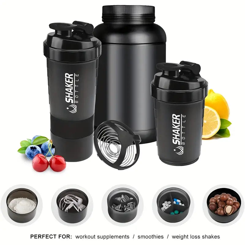 1pc, Shaker Bottle With Power Container, 2 Tiers Protein Shakes